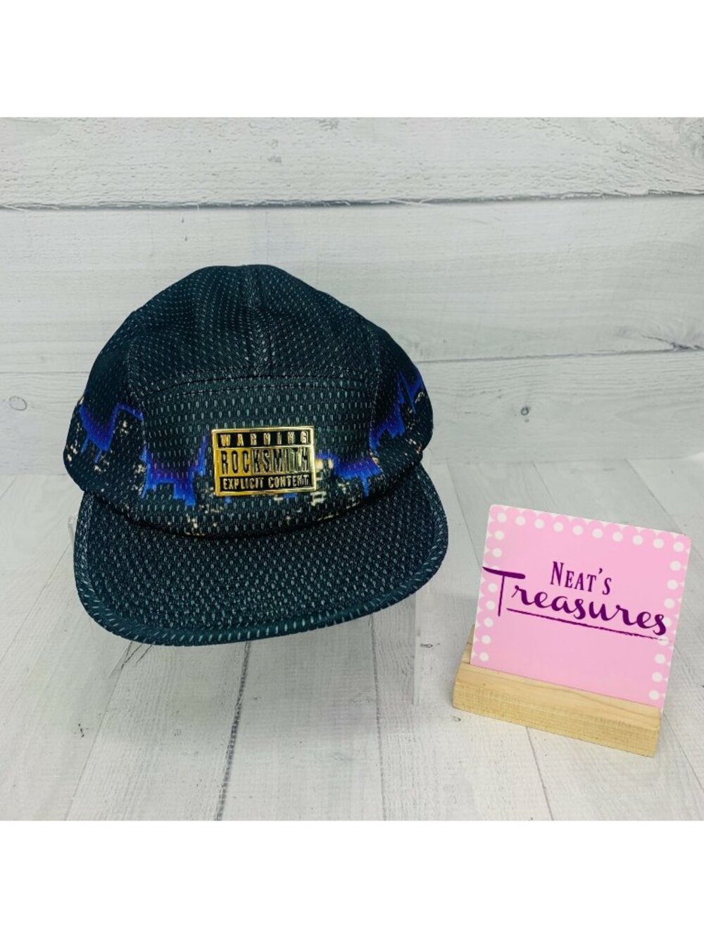 Warning Rocksmith Explicit Black Purple CITY SKYLINE SCENE Adjustable Ball Cap
